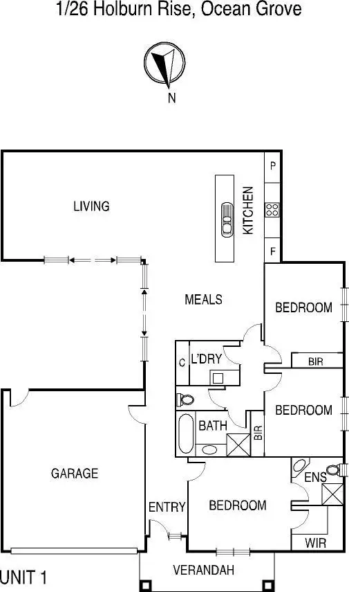 Floorplan of Homely house listing, 1/26 Holburn Rise, Ocean Grove VIC 3226
