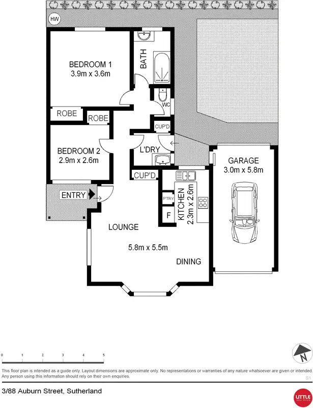 Floorplan of Homely apartment listing, 3/88 Auburn Street, Sutherland NSW 2232