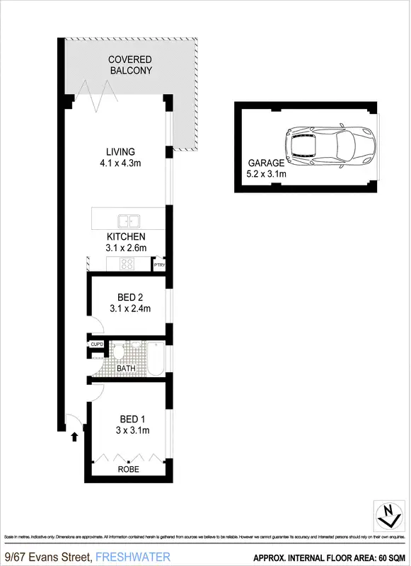 Floorplan of Homely apartment listing, 9/67 Evans Street, Freshwater NSW 2096