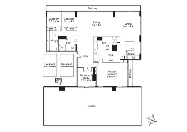 Floorplan of Homely apartment listing, 2702/620 Collins Street, Melbourne VIC 3000
