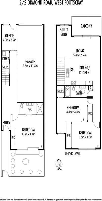 Floorplan of Homely townhouse listing, 2/2 Ormond Road, West Footscray VIC 3012