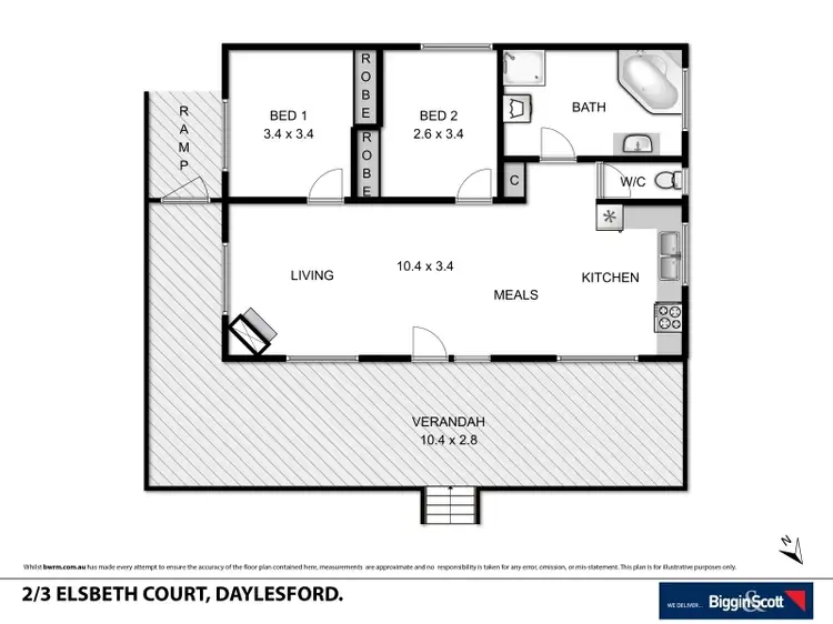 Floorplan of Homely house listing, 2/3 Elsbeth Court, Daylesford VIC 3460