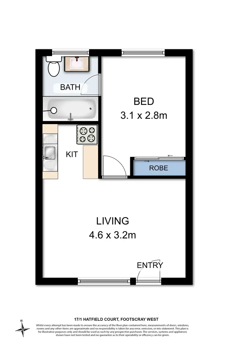 Floorplan of Homely flat listing, 17/1 Hatfield Court, West Footscray VIC 3012