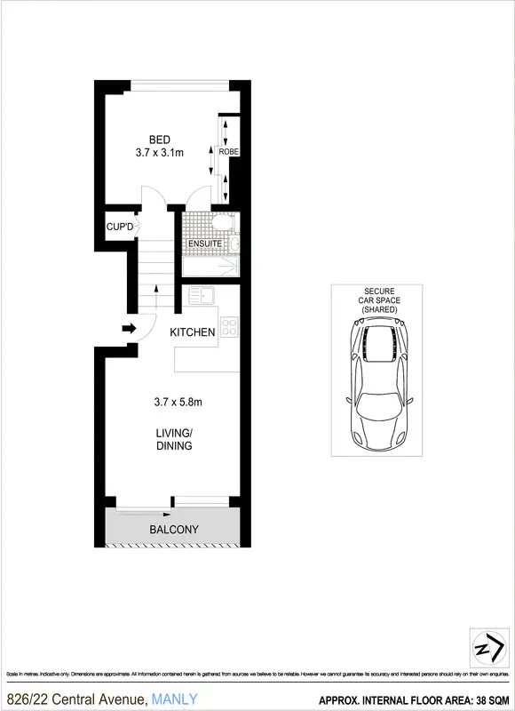Floorplan of Homely apartment listing, 826/22 Central Avenue, Manly NSW 2095