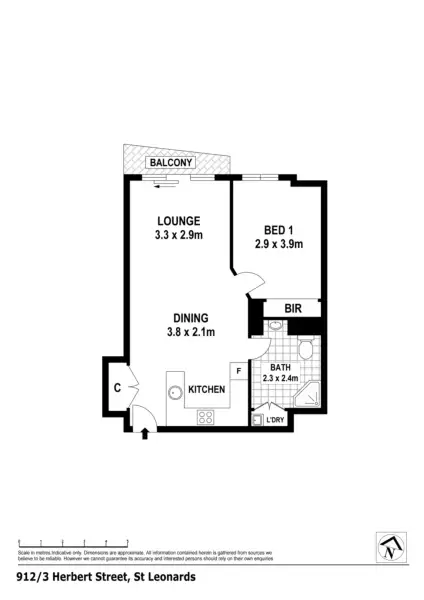 Floorplan of Homely apartment listing, 912/3 Herbert Street, St Leonards NSW 2065