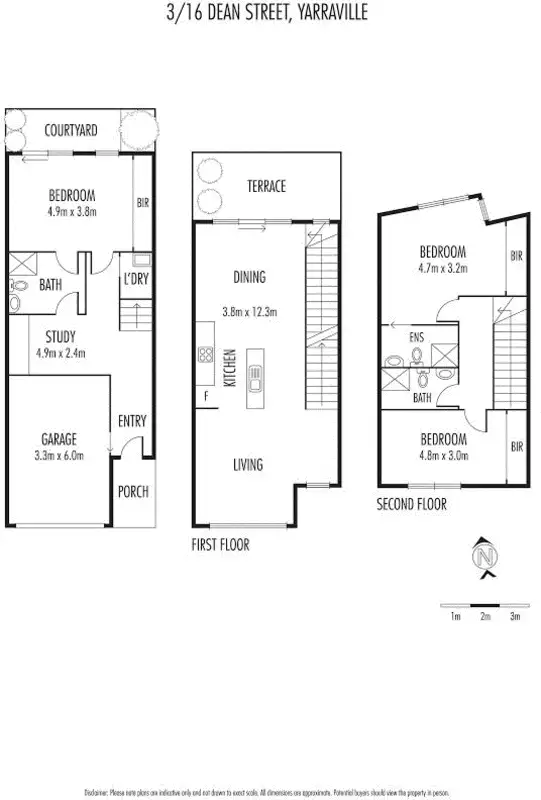 Floorplan of Homely townhouse listing, 3/16 Dean Street, Yarraville VIC 3013
