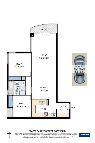 Floorplan of Homely apartment listing, 304/250 Barkly Street, Footscray VIC 3011