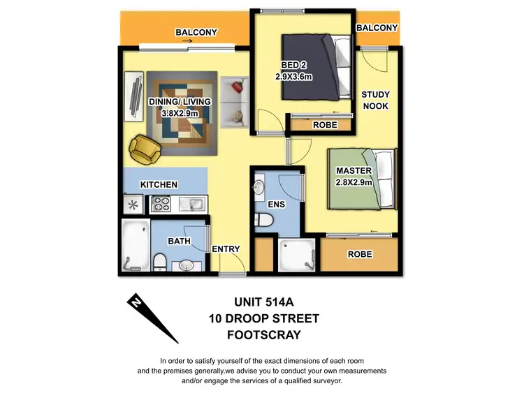 Floorplan of Homely apartment listing, 514a/10 Droop Street, Footscray VIC 3011