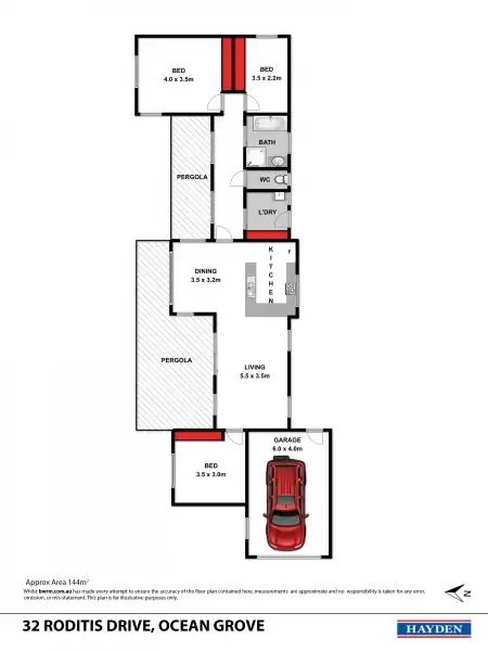 Floorplan of Homely unit listing, 32 Roditis Drive, Ocean Grove VIC 3226