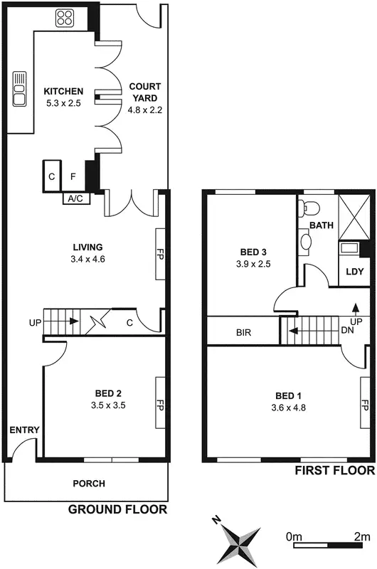Floorplan of Homely semi-detached listing, 342 George Street, Fitzroy VIC 3065
