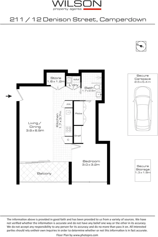 Floorplan of Homely apartment listing, 211/12 Denison Street, Camperdown NSW 2050