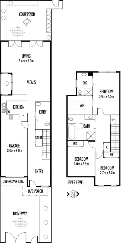 Floorplan of Homely townhouse listing, 1/56 Bayview Road, Seddon VIC 3011