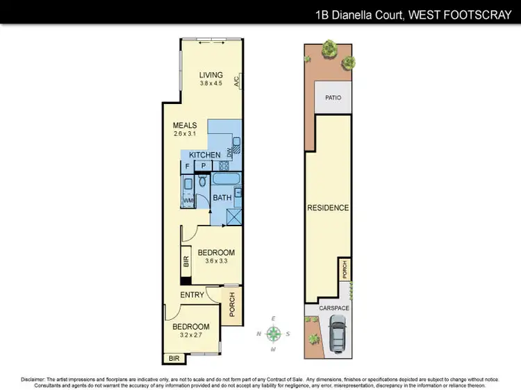 Floorplan of Homely townhouse listing, 1B Dianella Court, West Footscray VIC 3012