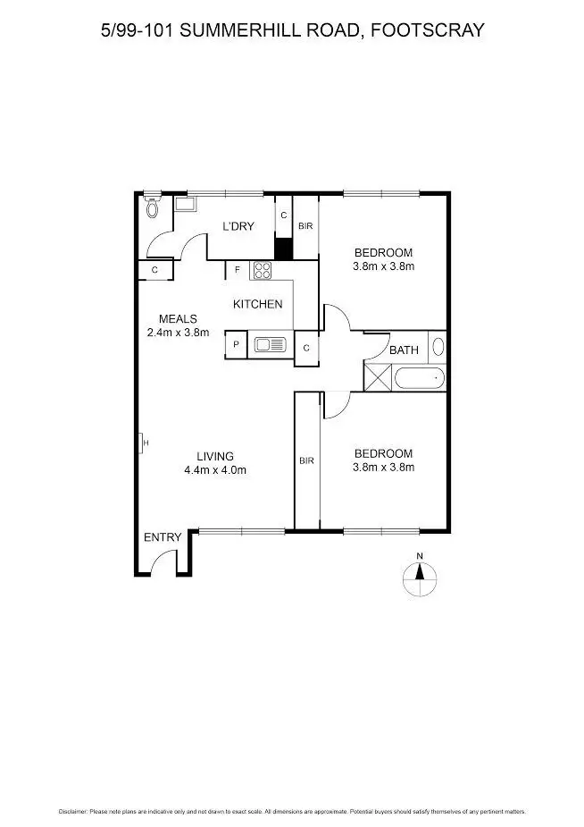 Floorplan of Homely apartment listing, 5/99-101 Summerhill Road, Footscray VIC 3011