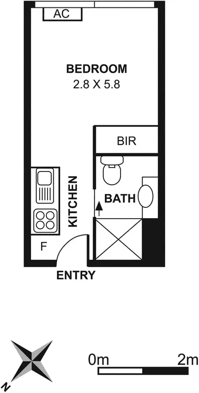 Floorplan of Homely studio listing, 3309/480 Swanston Street, Carlton VIC 3053
