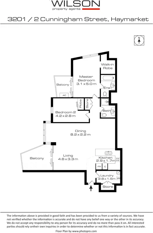 Floorplan of Homely apartment listing, 3201/2 Cunningham Street, Haymarket NSW 2000