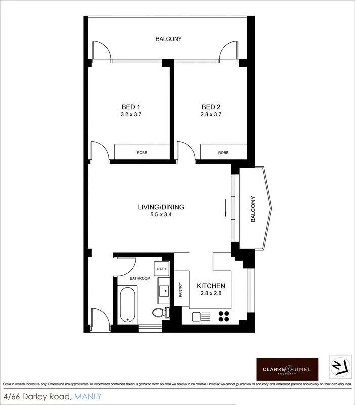 Floorplan of Homely apartment listing, 4/66 Darley Road, Manly NSW 2095