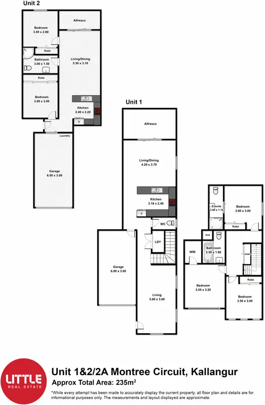 Floorplan of Homely semi-detached listing, 1&2/2a Montree Circuit, Kallangur QLD 4503