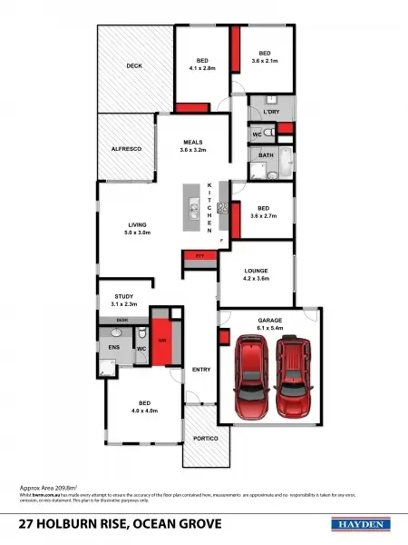 Floorplan of Homely house listing, 27 Holburn Rise, Ocean Grove VIC 3226