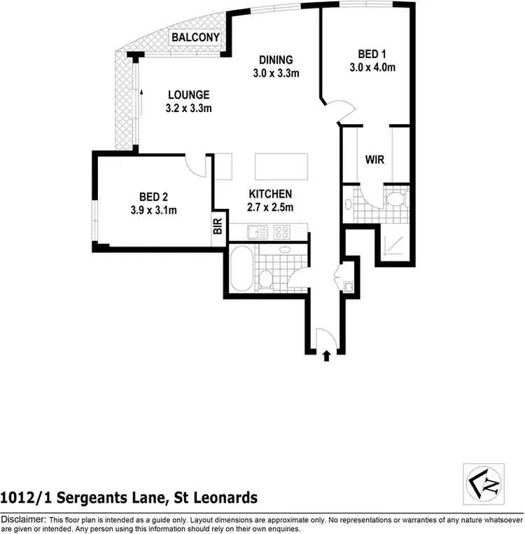 Floorplan of Homely apartment listing, 1012/1 Sergeants Lane, St Leonards NSW 2065
