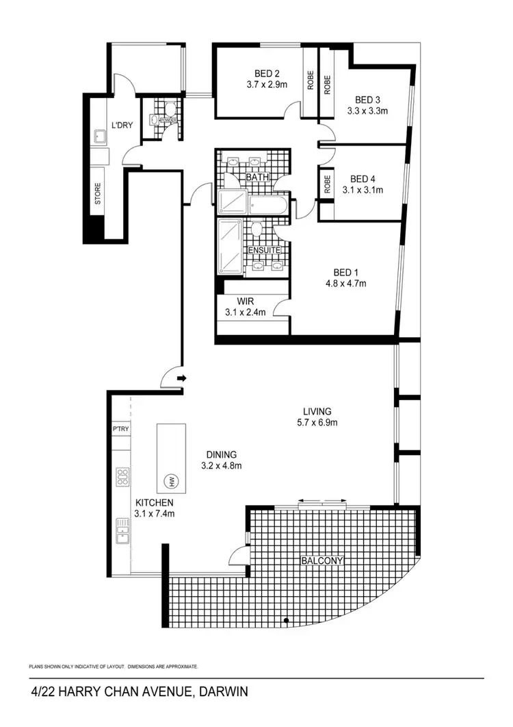 Floorplan of Homely apartment listing, 4/22 Harry Chan Avenue, Darwin City NT 800