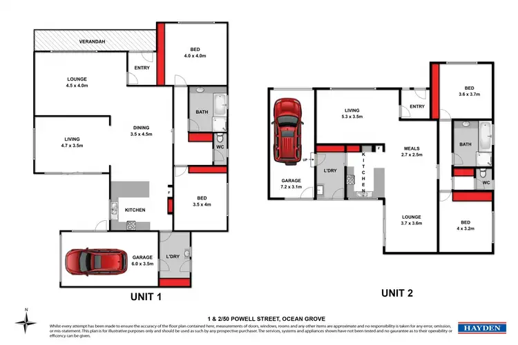 Floorplan of Homely unit listing, 1 & 2/50 Powell Street, Ocean Grove VIC 3226