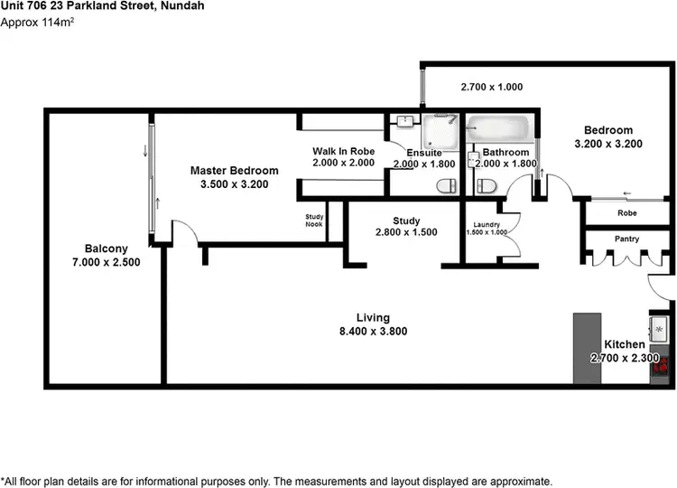 Floorplan of Homely apartment listing, 706/23 Parkland Street, Nundah QLD 4012