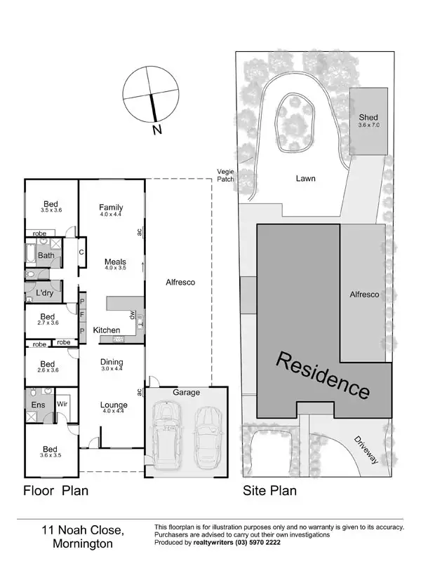 Floorplan of Homely house listing, 11 Noah Close, Mornington VIC 3931