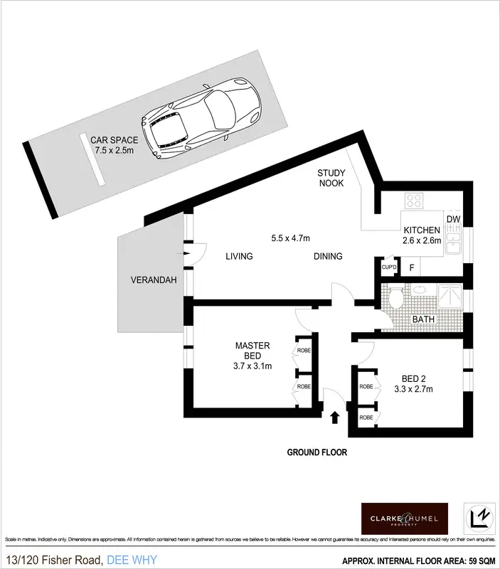 Floorplan of Homely apartment listing, 13/120 Fisher Road, Dee Why NSW 2099