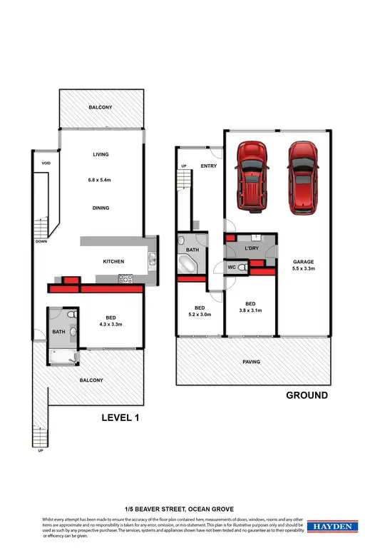 Floorplan of Homely townhouse listing, 1/5 Beaver Street, Ocean Grove VIC 3226