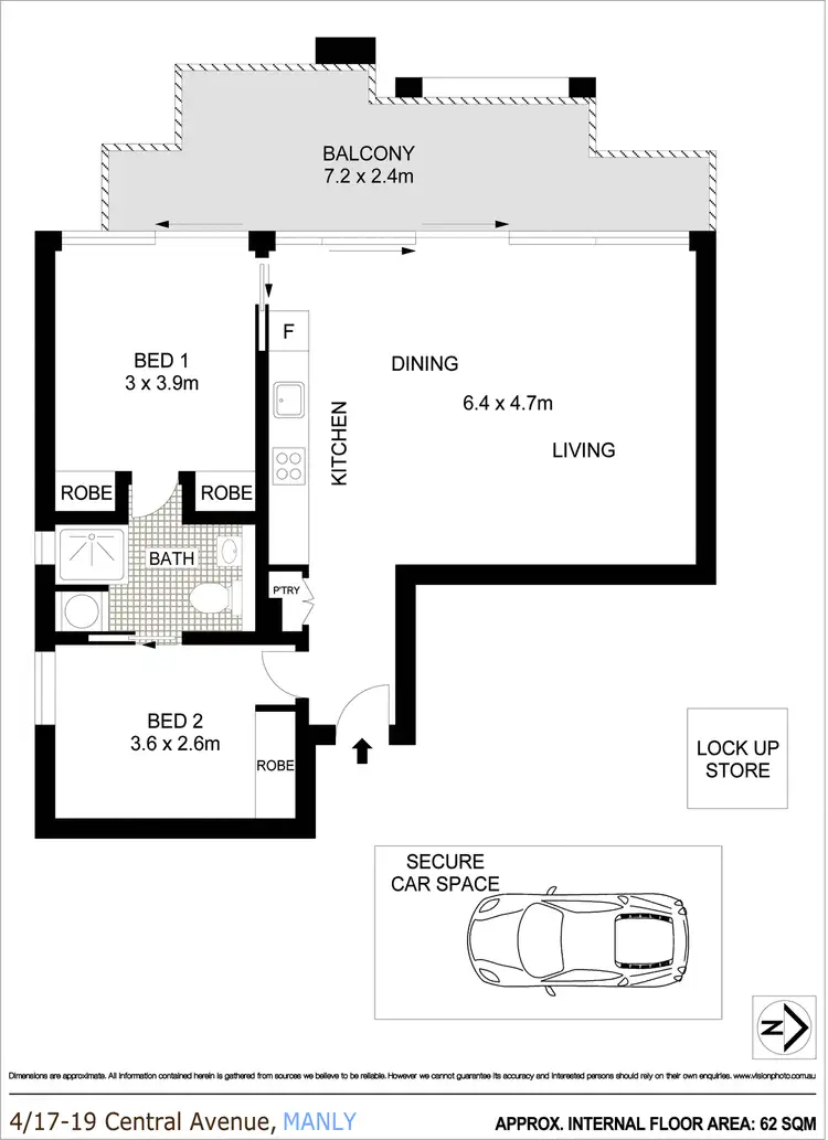 Floorplan of Homely apartment listing, 4/17-19 Central Avenue, Manly NSW 2095