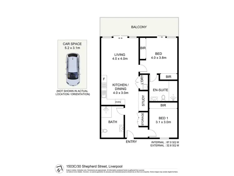 Floorplan of Homely apartment listing, 1503/30 Shepherd Street, Liverpool NSW 2170