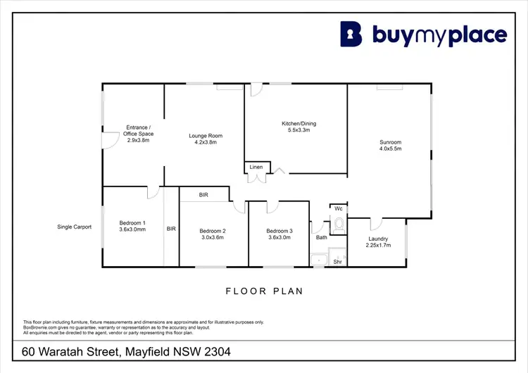 Floorplan of Homely house listing, 60 Waratah Street, Mayfield NSW 2304