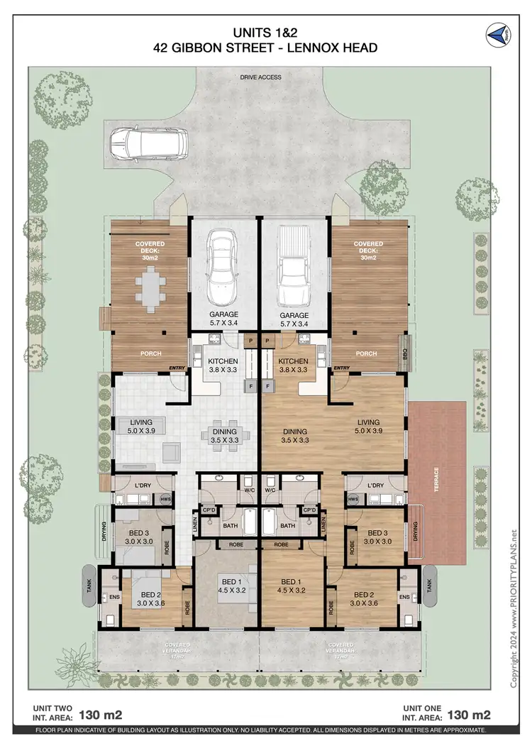 Floorplan of Homely semi-detached listing, 1 and 2/42 Gibbon Street, Lennox Head NSW 2478