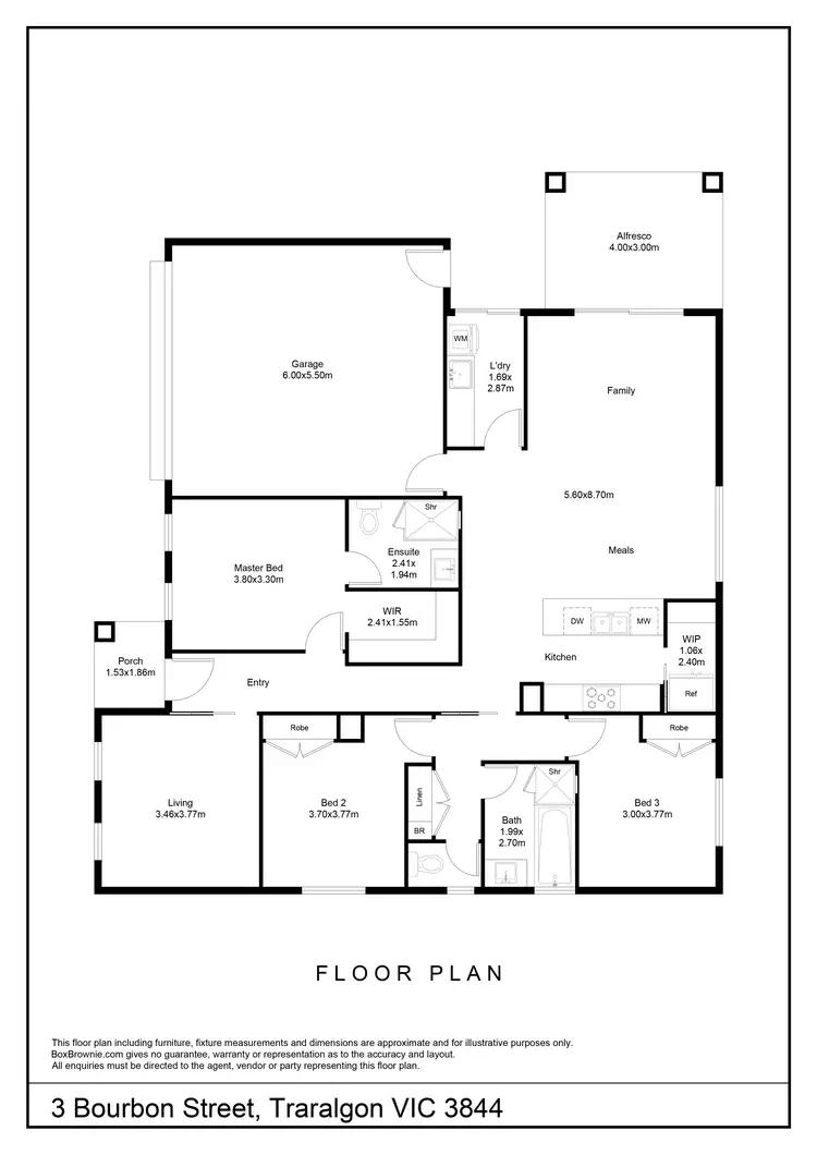 Floorplan of Homely house listing, 3 Bourbon Street, Traralgon VIC 3844