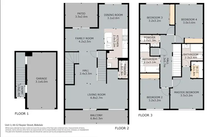 Floorplan of Homely townhouse listing, 3/52 Napier Street, Birkdale QLD 4159