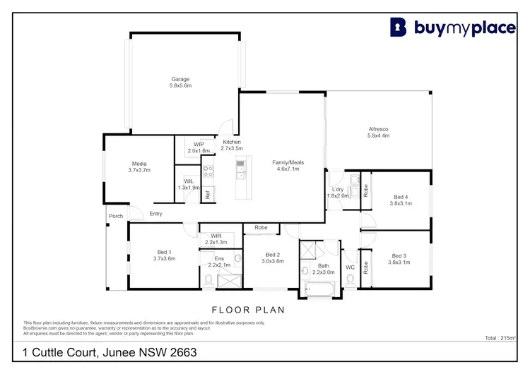 Floorplan of Homely house listing, 1 Cuttle Court, Junee NSW 2663