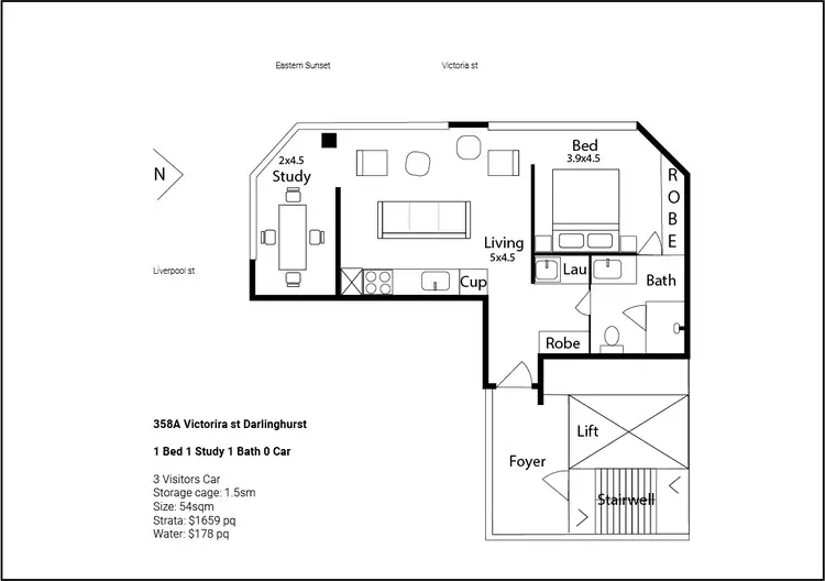 Floorplan of Homely apartment listing, 9/358A Victoria Street, Darlinghurst NSW 2010