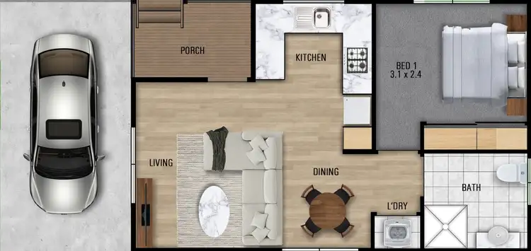 Floorplan of Homely retirement listing, 3/263 Scott Parade, Brown Hill VIC 3350