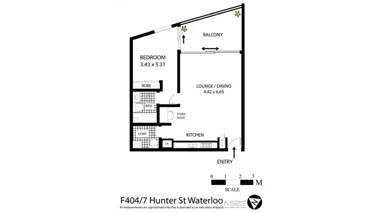 Floorplan of Homely apartment listing, f404/7 Hunter Street, Waterloo NSW 2017
