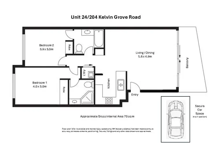 Floorplan of Homely unit listing, 24/204 Kelvin Grove Road, Kelvin Grove QLD 4059