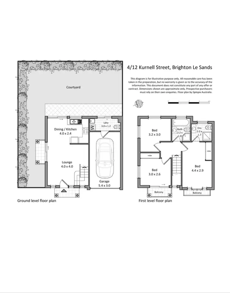 Floorplan of Homely townhouse listing, 4/12 Kurnell Street, Brighton-le-sands NSW 2216