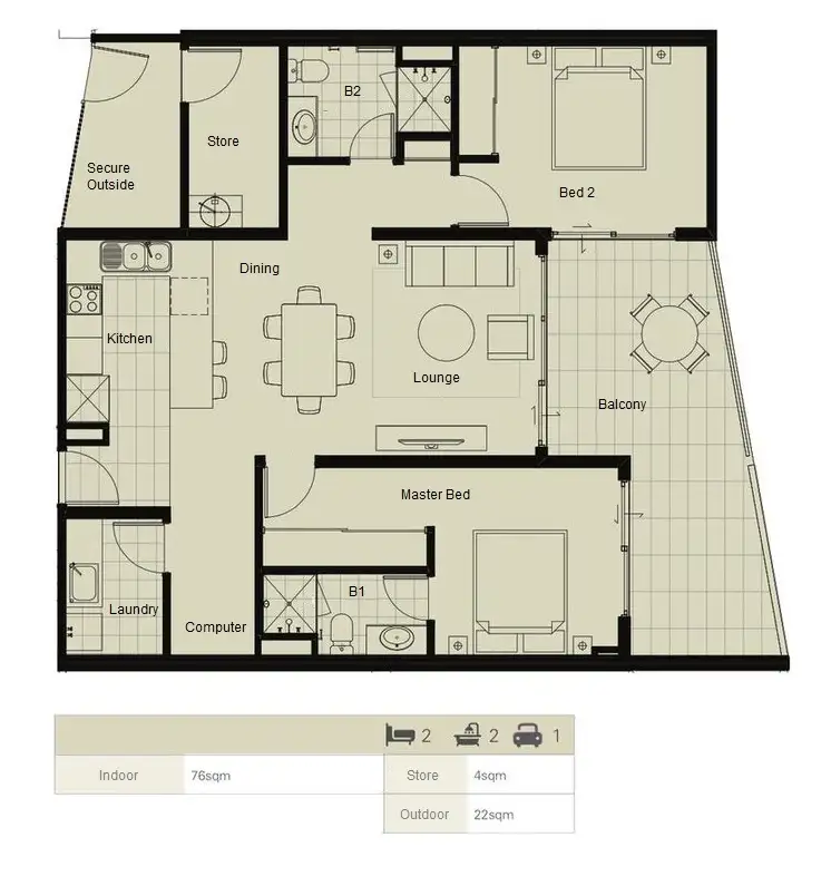 Floorplan of Homely apartment listing, 110/50 Pimlico Crescent, Wellard WA 6170