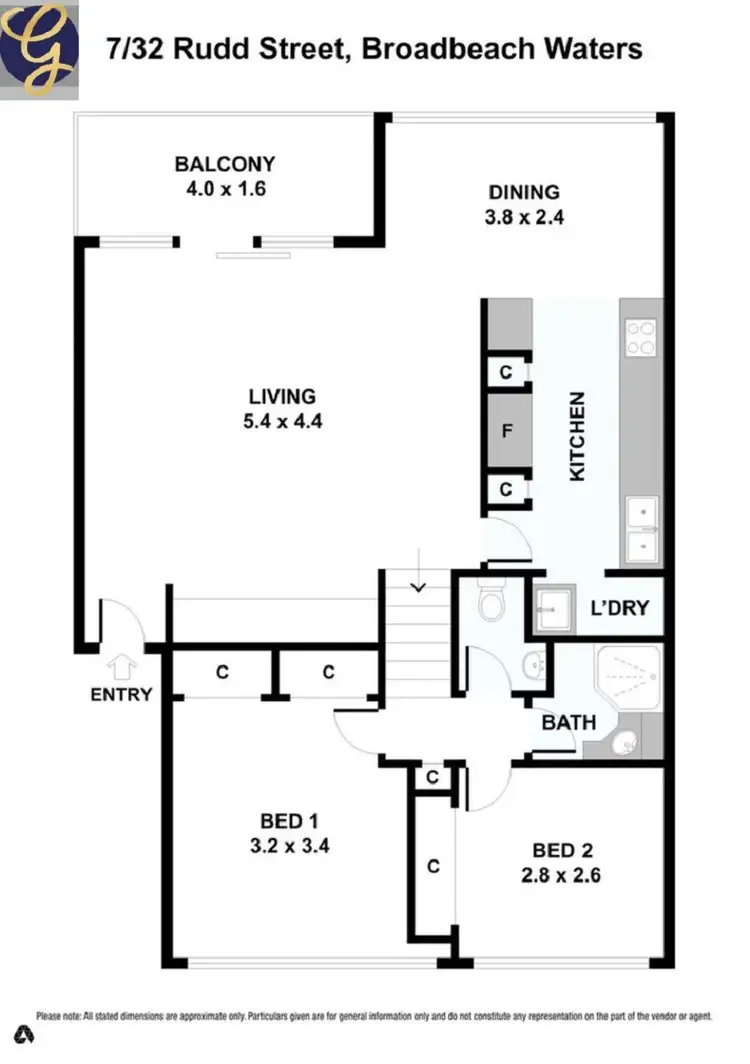 Floorplan of Homely unit listing, 7/32 Rudd Street, Broadbeach Waters QLD 4218