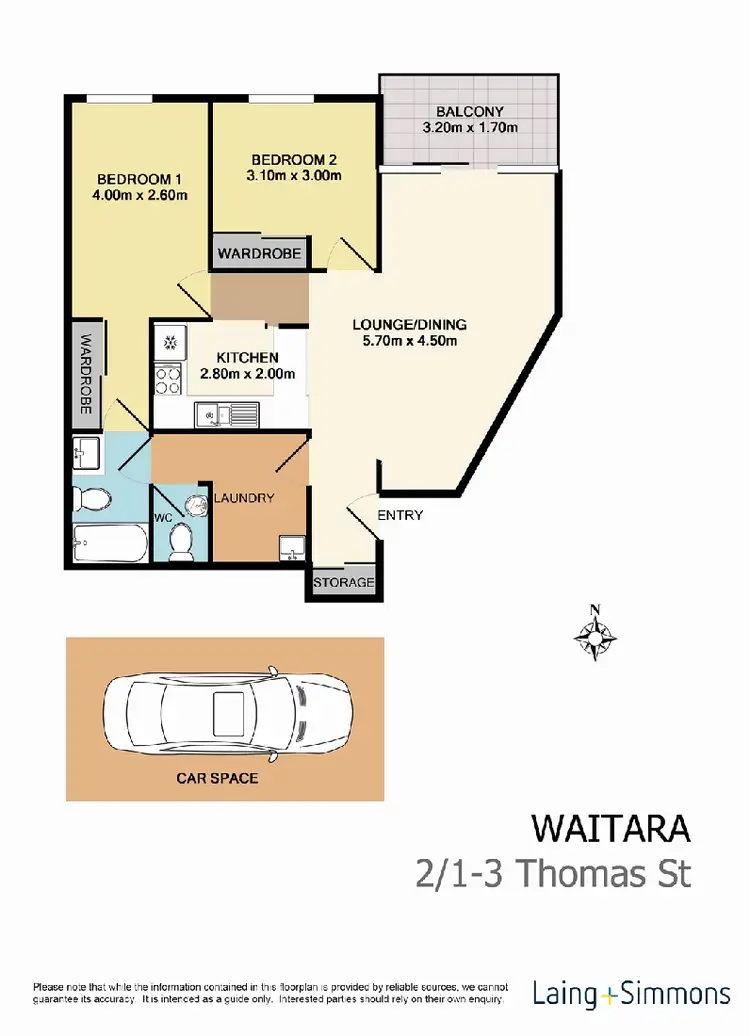 Floorplan of Homely unit listing, 2/1-3 Thomas Street, Waitara NSW 2077