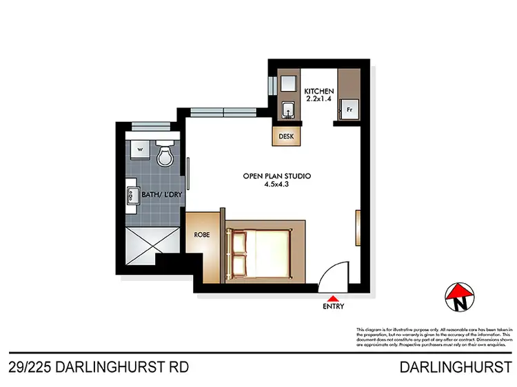 Floorplan of Homely studio listing, 29/225 Darlinghurst Road, Darlinghurst NSW 2010