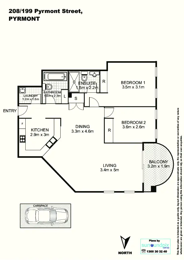 Floorplan of Homely apartment listing, 208/199 Pyrmont Street, Pyrmont NSW 2009