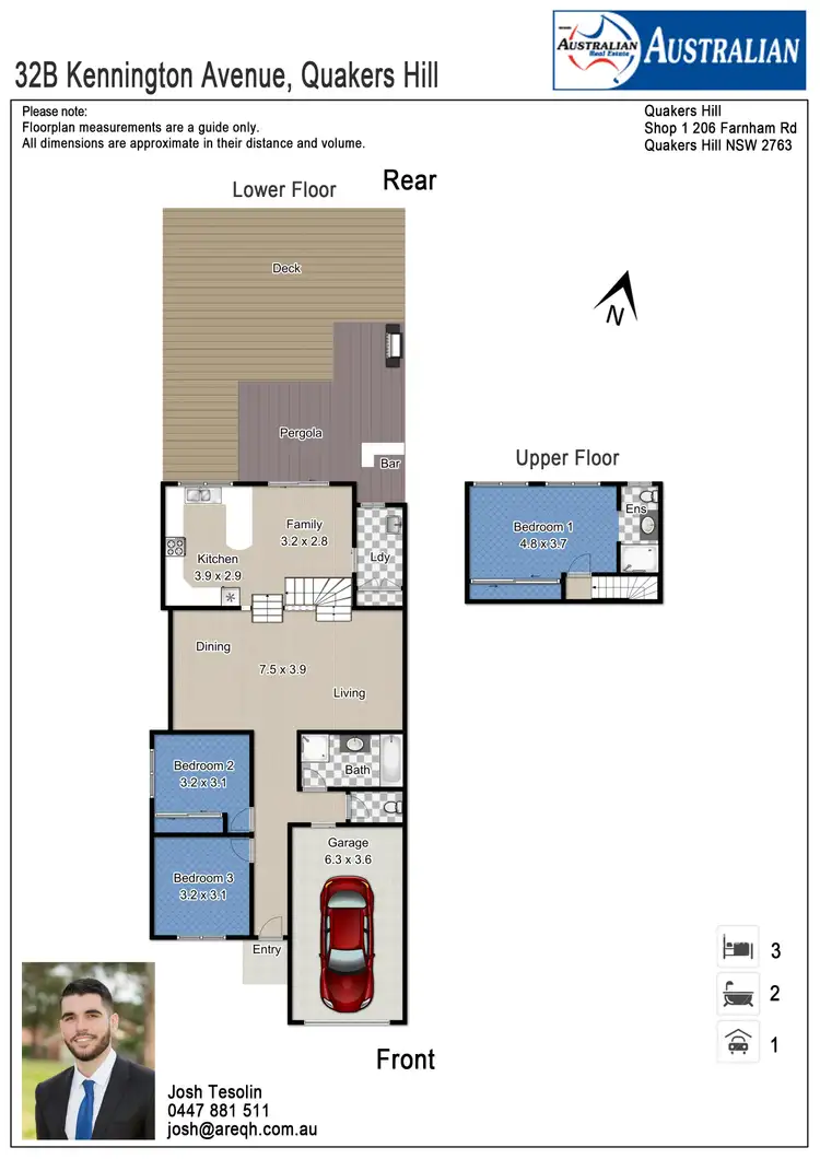 Floorplan of Homely semi-detached listing, 32b Kennington Avenue, Quakers Hill NSW 2763
