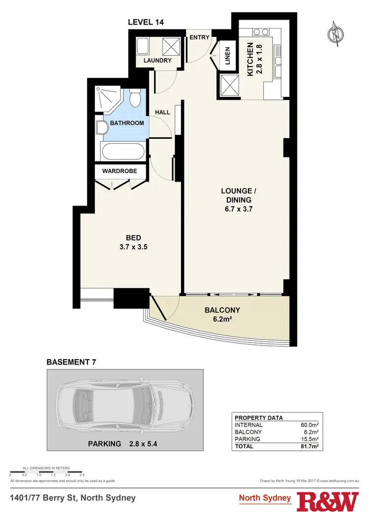 Floorplan of Homely apartment listing, 1401/79-81 Berry Street, North Sydney NSW 2060