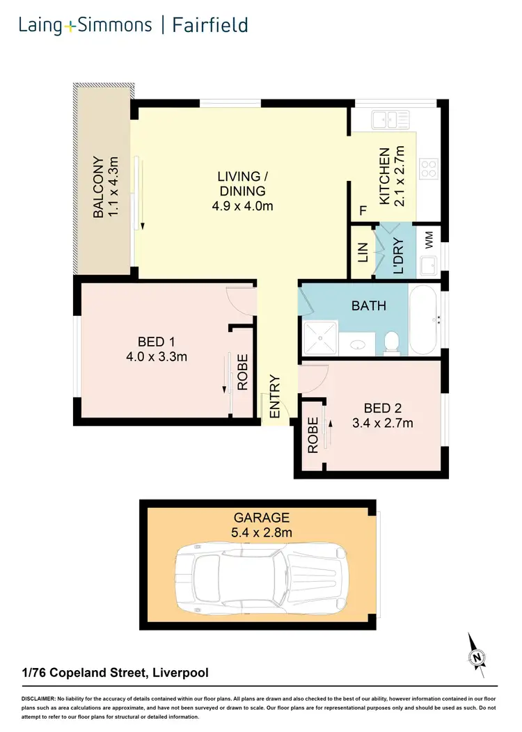 Floorplan of Homely unit listing, 1/76 Copeland Street, Liverpool NSW 2170
